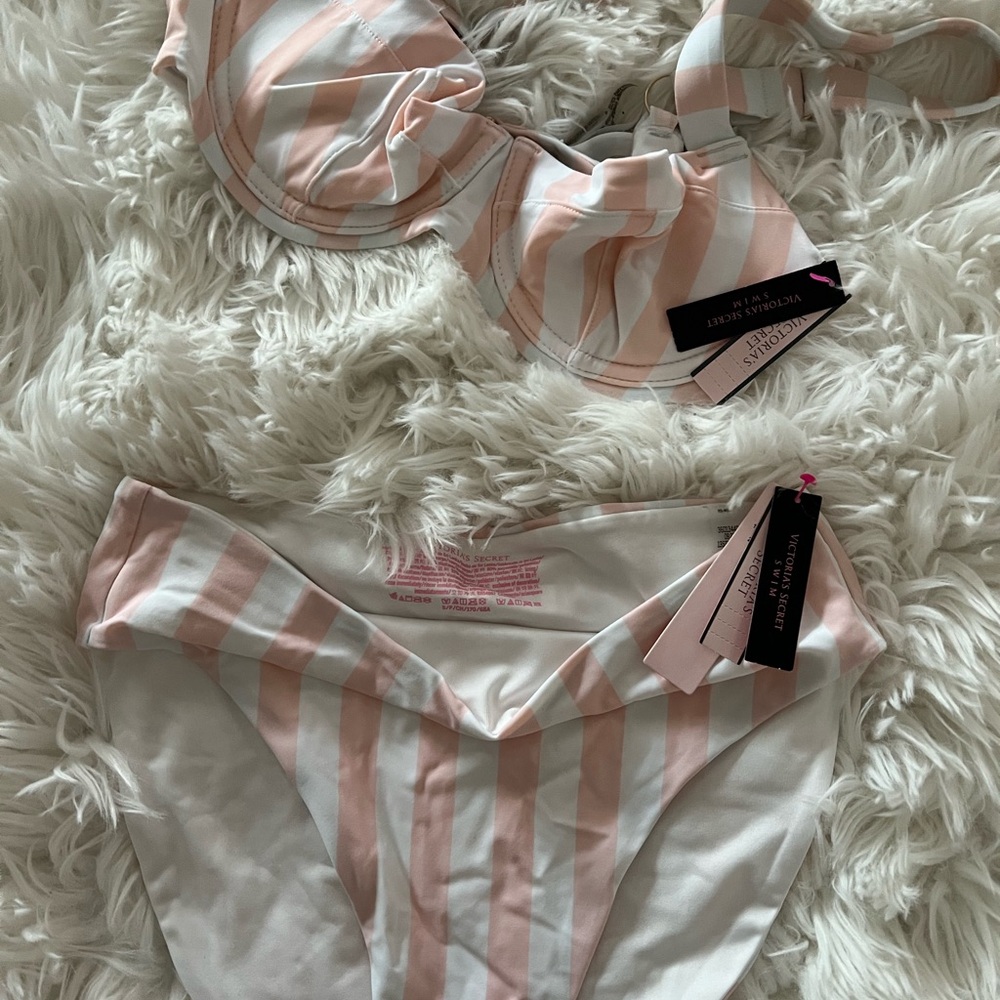 Victoria's Secret Pink and White Striped Bikini
